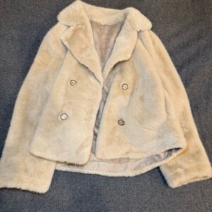 SHEIN Soft Tan Faux Fur Jacket Size M